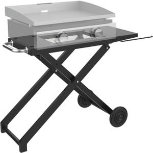 Foldable Grill Cart Table for Blackstone 22 Inch 17 Inch Tabletop Griddle Accessories, Portable Collapsible Grill Stand for Backyard, Camping and Outdoor Cooking with Wheels Side Table Transport Handle