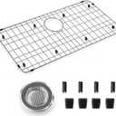 ARCCI Sink Bottom Grid 26-1/8" x 14-1/8", Stainless Steel Sink Protector with Rear Drain Hole, One-Piece Sink Grate with Hole Cover for Single Bowl Kitchen Sink, Metal Sink Rack