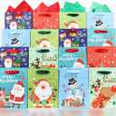 BEAVOING 24 Pack Christmas Gift Bags with Handles9x7x3.9 inch Christmas Treat Bags With Tissue Papers, Small Goody Bag For Xmas Presents Winter Holiday Party Favors