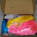 PLULON 9 Pcs Colorful Short Bob Wig and 9 Pcs Sunglass Set Neon Colored Wigs Cosplay Wigs Daily Party Hairpieces for Bachelorette Glow in The Dark Neon Party Favors Halloween Costume Supplies