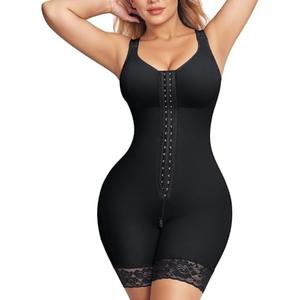Nebility Fajas Colombianas Moldeadoras Shapewear for Women Tummy Control Postpartum Body Shaper Bodysuit with Zipper Crotch Size M