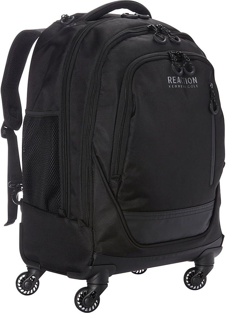 Kenneth Cole REACTION 17" Polyester Dual Compartment 4-Wheel Laptop Backpack, Black
