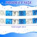 60ft Foil Fringe Garland Car Dealership Blue Silver Shiny Metallic Tassel Banner Auto Dealer Supplies Car Lot Dealership Hanging Drapes Skirting Tinsel Streamers for Parade Floats Party Decor
