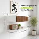 Floating Nightstand Set of 2 with Charging Station Modern White Wall Mounted Bedside Tables with Walnut Fluted Drawers Mid Century Nightstands for Bedroom, Small Spaces, Retro MCM Style