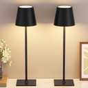 Kakanuo Cordless Rechargeable Table Lamp Black 5000mAh Battery Operated Lamps, 3 Colors Stepless Dimming Touch Lamp for Living Room, Kitchen Counter, Dining, Outdoor Patio, 2 Pack