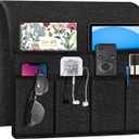 Joywell Remote Caddy Couch Remote Control Holder for Recliner Sofa Armrest Organizer Non Slip Arm Chair Caddie with 6 Pocket Storage for Magazine, Tablet, Phone, iPad, Black (19'' x 35'')
