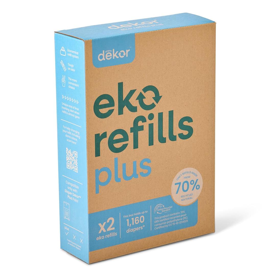 Diaper Dekor PLUS Diaper Pail Refills | 2 Count Unscented | Exclusive End-of-Liner Marking | Thick, Quick & Easy to Replace | Most Economical Refill System | for Original and Eko Style Pails