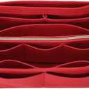 OMYSTYLE Purse Organizer Insert, Felt Tote Bag Organizer Insert with 5 Sizes, Handbag Dividers for Inside Purse, Compatible with Longchamp, Neverful, Speedy and More (Slender Medium, Red)
