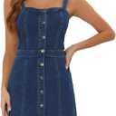 Allegra K Button Down Denim Dress for Women's Summer 2025 Sleeveless Sweetheart Neck Jeans Dresses (Medium)
