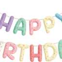 Mindsoft Felt Happy Birthday Garland Rainbow Banner Reusable Happy Birthday Sign Party Supply for Party Decor (Macaron Color,Candle)