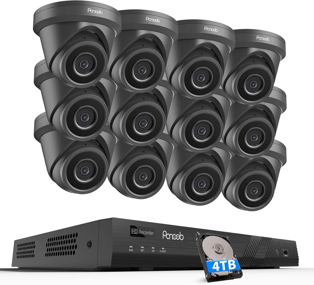 4K PoE 16 Channel Security Camera System with 4TB HDD, PD93A31216-8M
12x 8MP Wired IP Turret Dome Camera, AI Human Vehicle Detection, Built-in Mic, Remote Access 24-7 Recording, 4K 16CH NVR