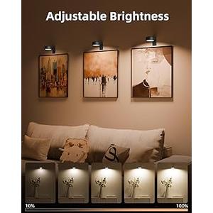 EZVALO Picture Lights for Wall, 2000mAh Rechargeable Battery Magnetic Poster Lights with 3 Color Temps & 12 RGB, Remote Dimmable Timer Painting Light, Wall Decor Light for Art Display, Frame (6 Pack)
