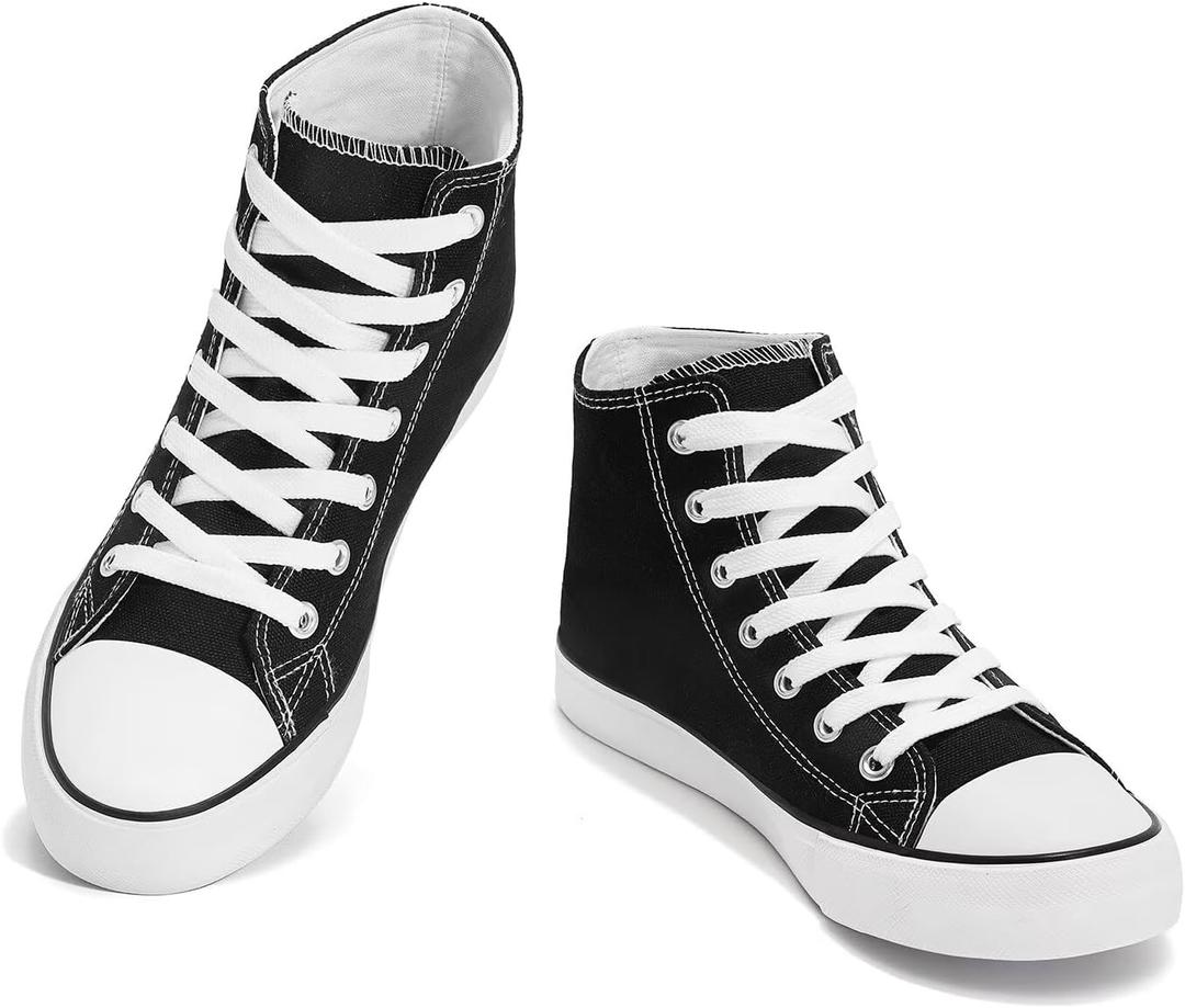 Womens High Top Canvas Sneakers, Lace up Fashion Tennis Shoes for Women Casual Classic Walking Shoe for Everyday Wear, Size: 8