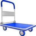 Push Cart Dolly by Wellmax, Moving Platform Hand Truck, Foldable for Easy Storage and 360 Degree Swivel Wheels with 660lb Weight Capacity, Blue Color