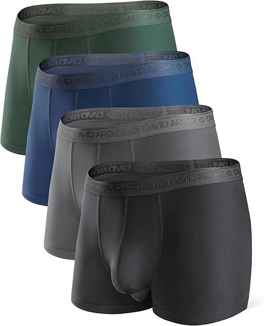 DAVID ARCHY Men's Underwear Ultra Soft Modal Dual Pouch Trunks Support Ball Pouch Bulge Enhancing Boxer Briefs for Men 4 Pack(M, Black/ Charcoal/ Navy/ Army Green) DAVID ARCHY Men's Underwear Ultra Soft Modal Dual Pouch Trunks Support Ball Pouch Bulge Enhancing Boxer Briefs for Men 4 Pack(M, Black/ Charcoal/ Navy/ Army Green)
