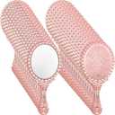 Qunclay Vintage Handheld Mirror Embossed Portable Hand Mirror with Handle for Small Compact Travel Makeup(Rose Gold,48 Pcs)