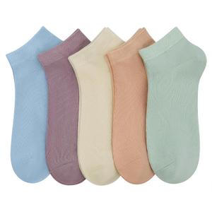 SERISIMPLE Women Viscose Bamboo Ankle Socks Low Cut Thin Sock Lightweight Pastal Color Soft Sock 5 Pairs(Assorted1, Large)