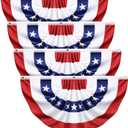 4 Pack USA Pleated Bunting Fan Flags 1.5x3 Ft - American US Flag Bunting for Outside Red White & Blue Patriotic Decor for 250th Anniversary, Memorial Day, Independence Day 4th of July Decorations