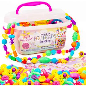 Just My Style Make & Believe Unicorn Pop Beads, 500+ Snap-Together, DIY, Bead Kit for Girls, Jewelry Set, Great Travel & On The Go Activity for Kids Ages 4, 5, 6, 7, 8