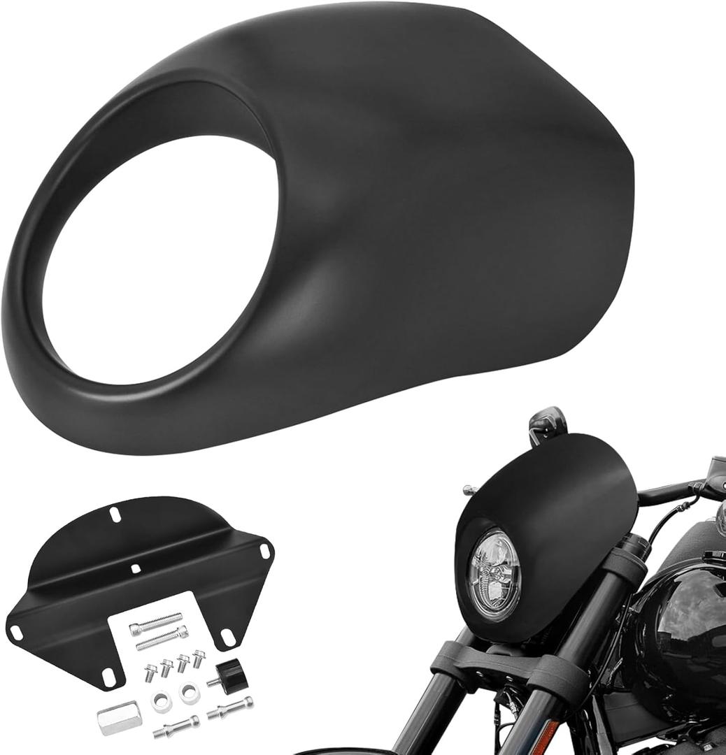 Amazicha Front Headlight Fairing Cowl Mask Fit for Harley Davidson Sportster XL 883 1200 Dyna FX XL 1973-UP (Matte Black)