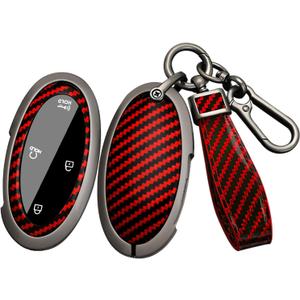 T-carbon Real Glass Fiber Key Cover Compatible with Hyundai lonqi6 Key Case Shell fits for Hyundai Grandeur GN7, KONA, Elanrtra, Santa Fe, Sonata, Tucson Smart Key Protector,Red