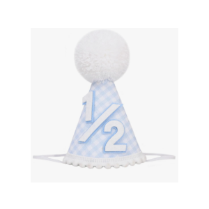Blue White Gingham Birthday Hat