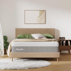Novilla Queen Size Mattress, 12 Inch Gel Memory Foam Mattress for Cool Night & Pressure Relief, Medium Plush Feel with Motion Isolating, Bliss (Grey)