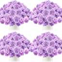 Tigeen 50 Pcs Hydrangea Artificial Flowers Bulk 7.48 Inch Artificial Hydrangeas with Removable Stems Faux Flowers Wedding Decor for Home Garden Party Decoration DIY Project (Lavender)