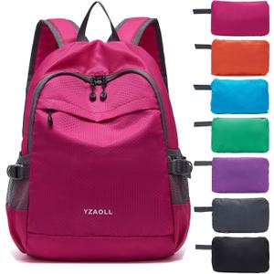 YZAOLL Small Lightweight Packable Hiking Backpack, 20L Hiking Backpack Day Pack for Women Men Travel Camping Vacation,Rose