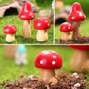 SUPVOX 3pcs Mushrooms Miniature Figurines Mini Wooden Mushrooms Fairy Garden Accessories Flower Pots Micro Landscape Decoration Supplies (Red)