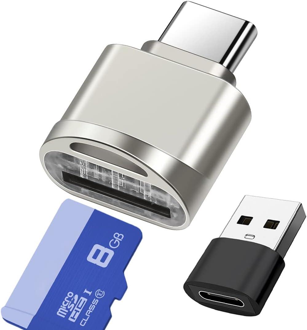 2 x Micro SD Card Reader, USB C to SD Card Reader, Type C TF Memory Card Reader with USB C to USB Adapter, Mepsies USB OTG Card Reader Compatible with iPhone 17/16/15, Galaxy Phones, iPad, MacBook, Laptop