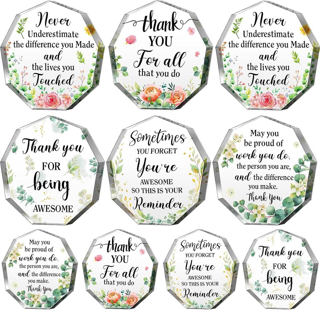 10 Pcs 5 Styles Thank You Gifts for Employee CNA Week 2. 36in Acrylic Award Plaque Personalized Coworker Employee Appreciation Gifts or Women Men Friends Teacher Nurses Doctor Family Member