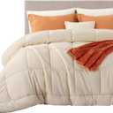 Bedsure Comforter Duvet Insert - Quilted Comforters King Size, All Season Duvet, GentleSoft Down Alternative Bedding, with 8 Tabs, Gifts for Women/Men, Beige, King 90 x 102 Inches