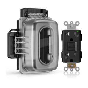 ELEGRP Outdoor GFCI Outlet with Extra-Duty in Use Cover, 20 Amp TRWR Self-Test GFI Receptacle, 1 Gang Weather Resistant in-Use Cover, Lockable, Horizontal/Vertical Mount, UL Listed, 1 Pack, Black