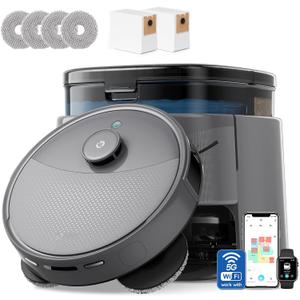 Lefant Robot Vacuum and Mop, 20000Pa Suction,90-Day Self-Emptying, Obstacle Avoidance,5200mAh Battery，Auto Mop Washing&Drying, All-in-One for Pet Hair Carpet, 5G WiFi Alexa/APP/iWatch Control, M3 Max