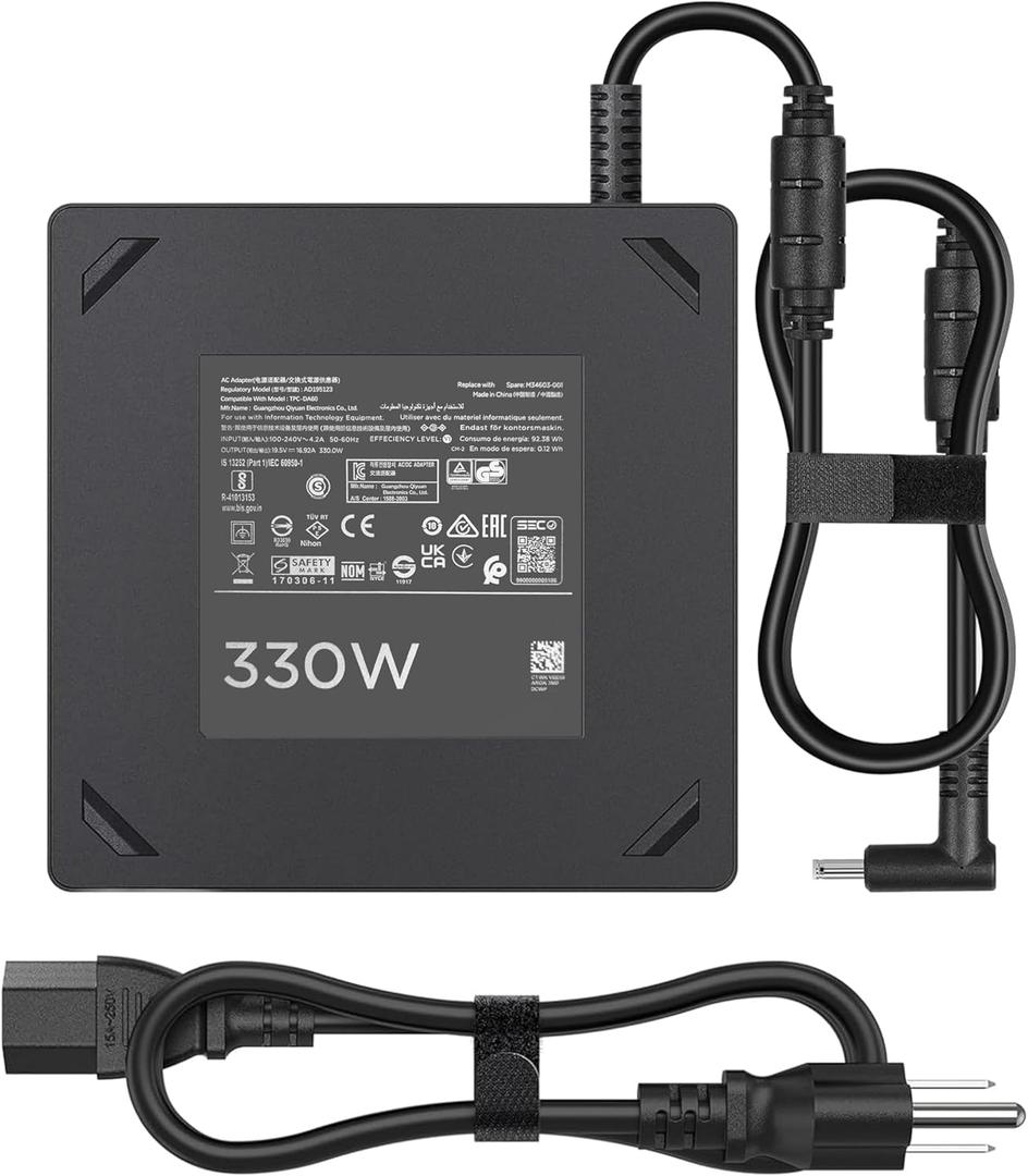 330W Laptop Charger Compatible with HP OMEN 17 Gaming Laptop OMEN 17 17-ck1000 17-ck2000 M34603-001 ADP-330BB TPN-DA60 M34531-003 19.5V/16.92A AC Adapter