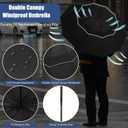 62 Inch Large Golf Umbrellas for Rain Compact Travel Inverted Windproof Double Canopy 10 Ribs Automatic Open/Close