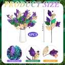 Wavwavw 6 Pcs Mardi Gras Floral Picks and Sprays Decoration Mardi Gras Leaf Branches Vase Filler Purple Yellow Green Tree Wreaths Tree Ornament for Carnival Party Indoor Outdoor Home Decoration