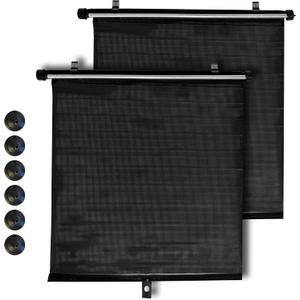 2 x TopShade Car Window Roller Shade - Retractable Auto Side Window Sun Shade for Cars, Trucks, SUVs - UV Protection & Heat Blocker - Baby & Pet Safe - Easy Install (2 Pack, Large, Black)