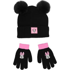 Minnie Mouse Big Kids Girls Knit Hat with Pom Pom Ears and Glove Set