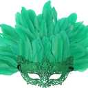 Gionforsy Carnival Headpieces Mask for Women Feather Headdress Mardi Gras Accessories 1920s Flapper Headband (One Size, Green)
