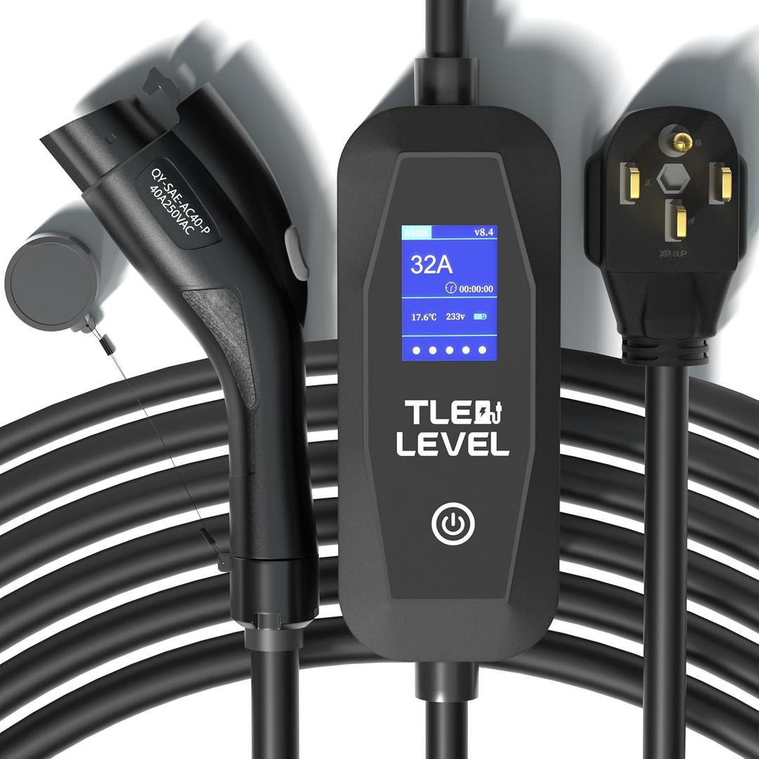 Level 2 EV Charger - Portable 40 Amp 9.6kW EV Charger, NEMA 14-50 Plug Electric Vehicle Charging Stations for J1772 Electric Cars, 25' Cable Smart 240V EV Chargers for Home
