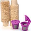 2 Pack Reusable K Cups with 100 Count Natural Paper Filters,Compatible with Keurig Single Serve 1.0 and 2.0, Fits All Reusable K Cup Coffee Pods