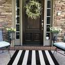 CAINANEL Black and White Striped Outdoor Rug 27.5X 43 inches Front Door Mat Hand-Woven Cotton Indoor/Outdoor for Layered Mats,Welcome Mat, Porch,Farmhouse,Kitchen,Entry Way