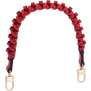 PH PandaHall 1 pc 17 Inch Braided Imitation Leather Replacement Handles Purses Straps Handbags Shoulder Bag Strap with Swivel Lobster Buckles, Red