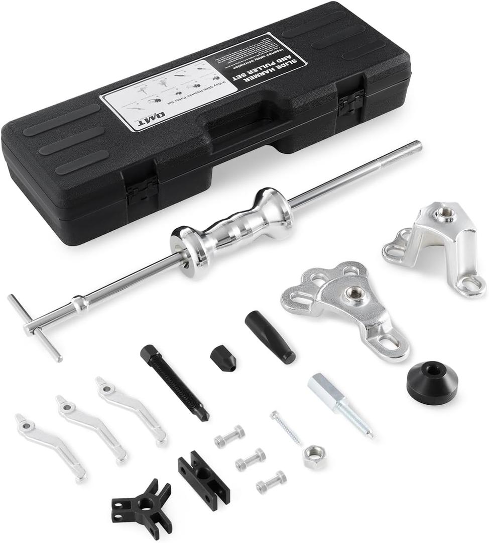 Orion Motor Tech Slide Hammer, 9-Way Internal/External Slide Hammer Puller Set - Pulls Hubs, Rear Wheel Axle Shafts, Bearings, Bushings, Seals, Retainers (black case)
