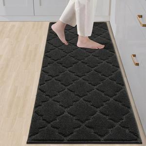 COSY HOMEER Soft Kitchen Rugs and Floor Mats for in Front of Sink Super Absorbent 20"x59" Non-Skid Standing Washable,Polyester,Black COSY HOMEER Soft Kitchen Rugs and Floor Mats for in Front of Sink Super Absorbent 20"x59" Non-Skid Standing Washable,Polyester,Black