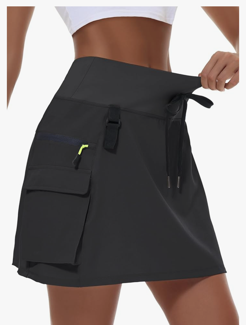 Women's Hiking Cargo Skort Skirt High Waisted Golf Dressy Casual with Zipper Pockets Workout Sport Quick Dry Skirts, Size XXL