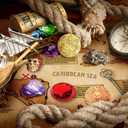 Jumbo Pirate Dig Kit - Dig up 12 Pirate Treasures, Gemstones, Gold Coins - Pirate Toys for Kids - Great Birthday Party Supplies, Gifts Idea for Boys & Girls - Includes Treasure Chest