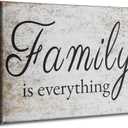 VVJSZHJ Family Is Everything Quote Wall Art Rustic Signs Farmhouse Wall Decoration for Home Dining Living Room Bedroom Decor (Family, 12x16 inch, Wrapped Canvas) (White)